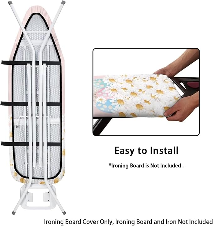 Daisy Easter Eggs Rabbit Ironing Board Cover 15x54 Inch Extra Thick Resistant