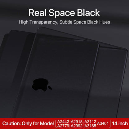 Soonjet for MacBook Pro 14 inch Case 2024-2021 M4 M3 M2 M1 Pro/Max [100% Match Official Color] A3401 A3112 A2992 A2918 A2779 A2442 Matte Cover Protective Hard Shell Case Laptop - Space Black Clear