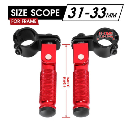 90 Degree Foldable Footpegs M8 Motorcycle Foot Pegs CNC Anti-Skid Footrest Passenger Pedal for Motorbike Mini Bike Dirt Pit Bike (Red)