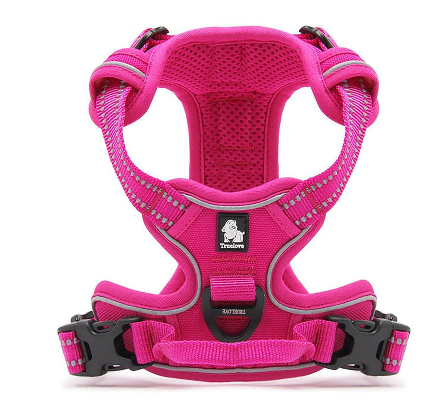 TRUE LOVE Adjustable No-Pull Dog Harness Reflective Pup Vest Harnesses Comfortable Control Brilliant Colors Truelove TLH5651(Fushcia,L)