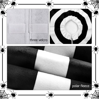 yuboo Black and White Christmas Tree Skirt 48 Inches, Annual Ring Spiral Tree Skirt for Halloween Decorations Ornaments Christmas Tree Decor