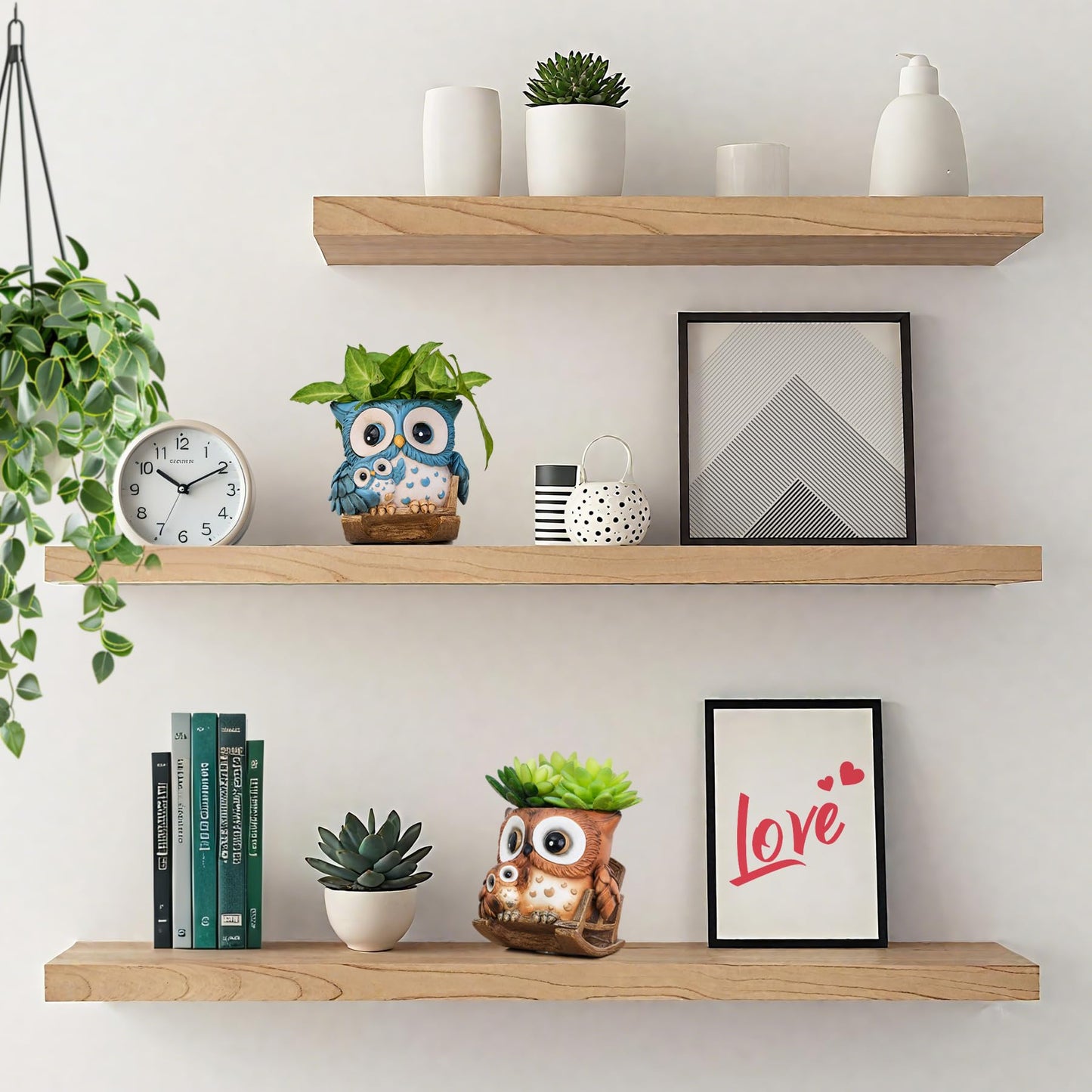 Saysmile Unique Owl Plant Pots Indoor, Cute Small Succulent Pots with Drainage Hole, Rocking Chair Planters for Outdoor Indoor Plants, Resin Flower Pot for String of Pearls, Gift Ideas for Mother