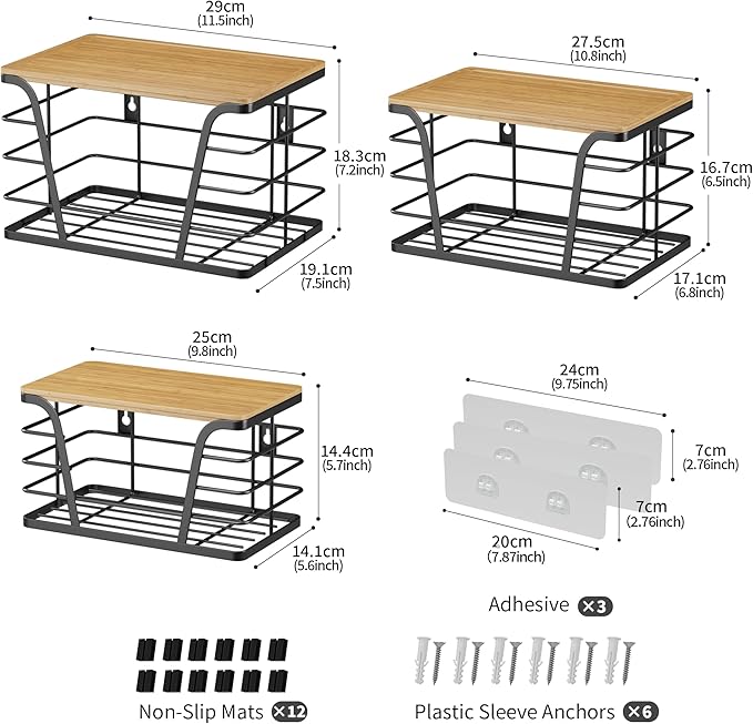 3 Pack Stackable Pantry Organizer, Trash Bag Dispenser Under Sink, Kitchen