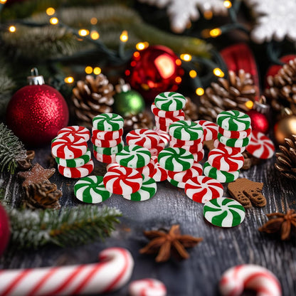 Candy Cane Hanging Peppermint Ornaments for Christmas Tree Decorations - 100 PCS Fake Plastic Candy Cane Ornaments in Red, Green, White