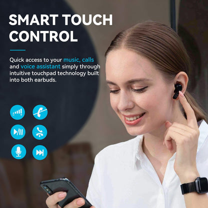 EarFun Wireless Earbuds, [What Hi-Fi Awards] Air Bluetooth In-Ear Headphones with 4 Mics ENC, Sweatshield™ IPX7 Waterproof, Clear Sound, Deep Bass, Wireless Charge, Game Mode, App Customize EQ, 35H