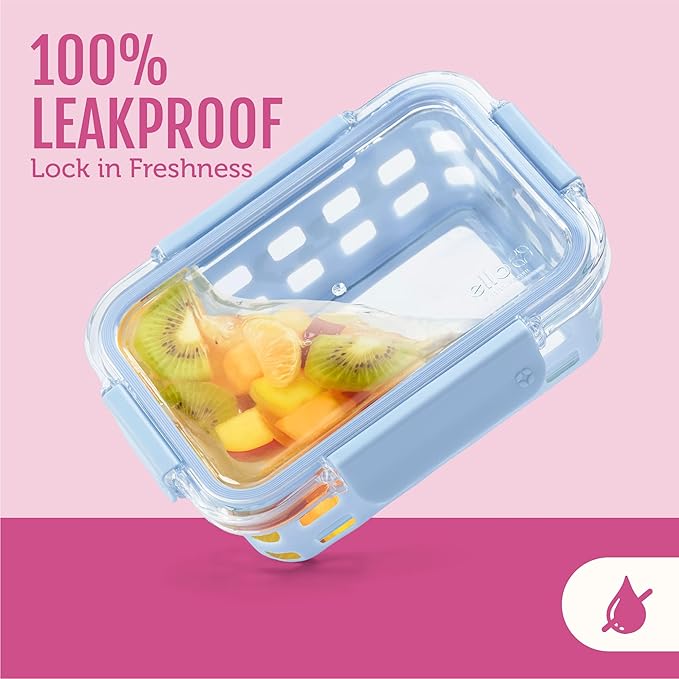 Ello Duraglass 3.4 Cup Meal Prep Sets 10Pc, 5 Pack Set- Glass Food Storage
