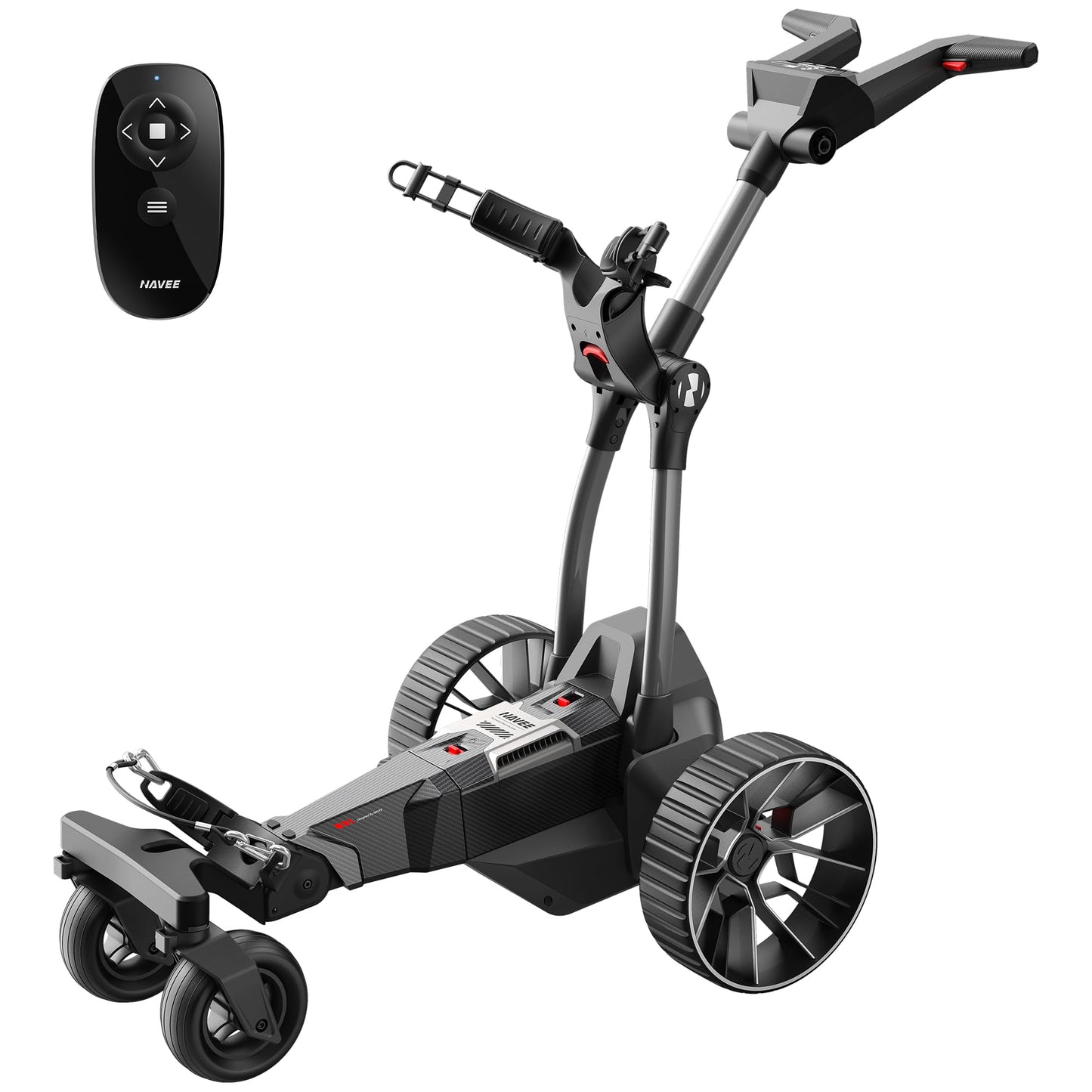 NAVEE Birdie 3 Electric Golf Cart, 295ft Remote Control, Smart Power Assist, 36 Hole Battery, 240W Dual Motor, All Terrain 4+1 Wheels, Foldable, Smart App, Adjustable Speed Electric Golf Push Cart