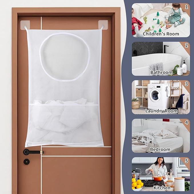 Hanging Laundry Hamper, Over The Door Laundry Hamper, Mesh Hanging Laundry Bag