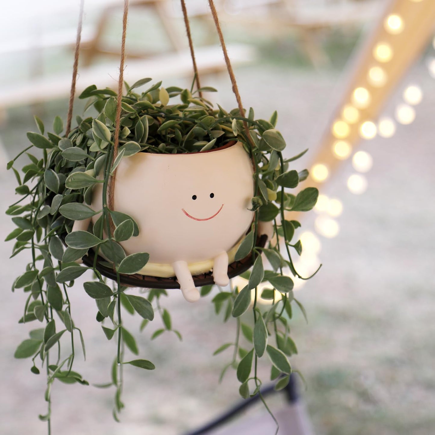 Pricetail Swing Chair Planter Hanging Plant Pots for Indoor Outdoor Plants, Cute Smiley Face Flower Pots Funny Swinging Planters Succulent Plants Live Gift Idea for Mother Lover Christmas (Small)