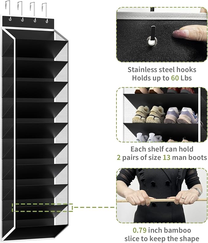 KEEPJOY 10 Tiers Mesh Over Door Shoe Organizer Storage, Hanging Shoe Holder