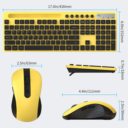 Wireless Keyboard and Mouse Combo, MARVO 2.4G Ergonomic Wireless Computer Keyboard with Phone Tablet Holder, Silent Mouse with 6 Button, Compatible with MacBook, Windows (Black)