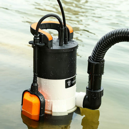 Water Pump: DEKO Submersible Water Pump 400W 8000L/H, Portable Water Sump Pump to Empty Pool, Water Drainage Pump for Clean and Dirty Water for Garden Pond, Pools, and Ditches + Float Switch