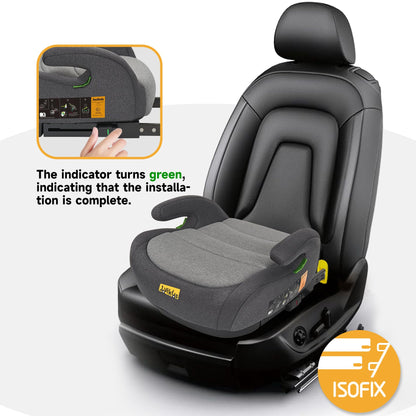 Jovikids I-Size Booster Seat for Car with ISOFIX, 125-150cm (Group 2/3, 6-12 Years), Portable Car Seats for Kids, Comfortable, Compact, Convenient for Everyday Use, Great for Travel, ECE R129, Black