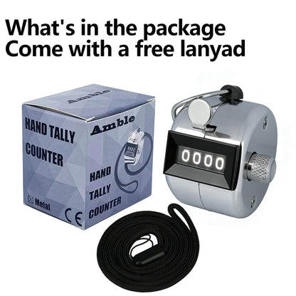 Amble 2 Pack Tally Clicker Counter, Metal Case Mechanical Clicker Digital Handheld Tally Counter with Nylon Lanyard