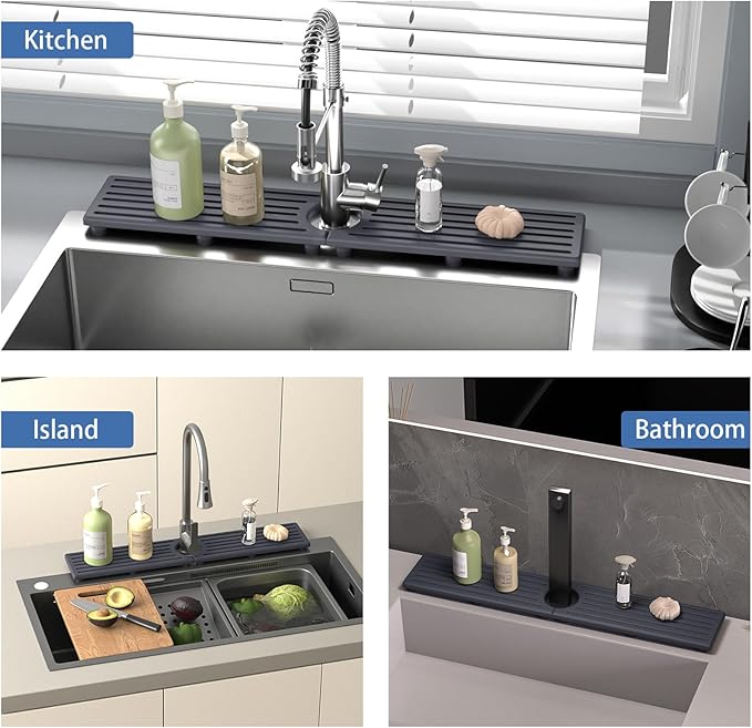 Stone Faucet Mat for Kitchen Sink, Water Absorbing Sink Water Splash Guard