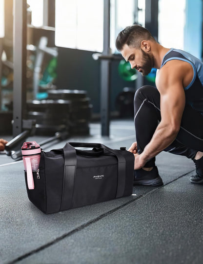 PHSYNI Gym Bag for Women with Shoe Compartment & Wet Pocket - Duffle Bag for Travel Sports Fitness Workout Athletic, 19“-Medium, Black