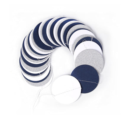 Navy Blue White Silver Paper Garland,52Ft Gender Reveal Hanging Decoration Streamer Banner,Graduation Engagement Christmas Wedding Birthday Party Backdrop Bunting Lasting Surprise