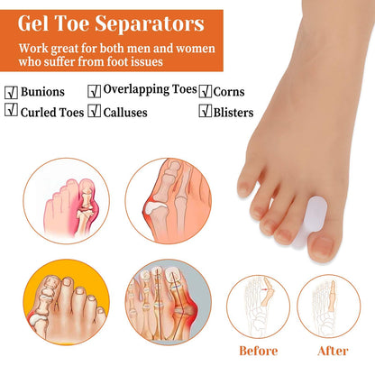 12Pcs Bunion Corrector Gel Toe Separators Soft Toe Spacers Overlapping Toes Pads Gel Orthotics for Men Women Sports Activities Calluses Crooked Toes Hammertoe Straighten Pain Relief (6L)