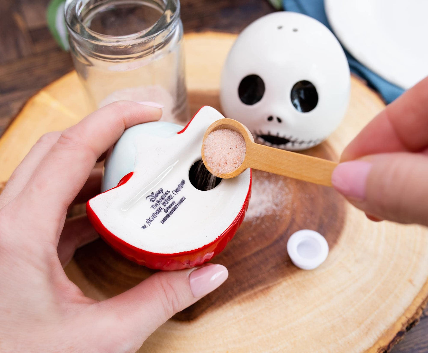 Disney The Nightmare Before Christmas Jack and Sally Ceramic Salt and Pepper Shakers, Set of 2 | Spice Dispenser Storage Canisters