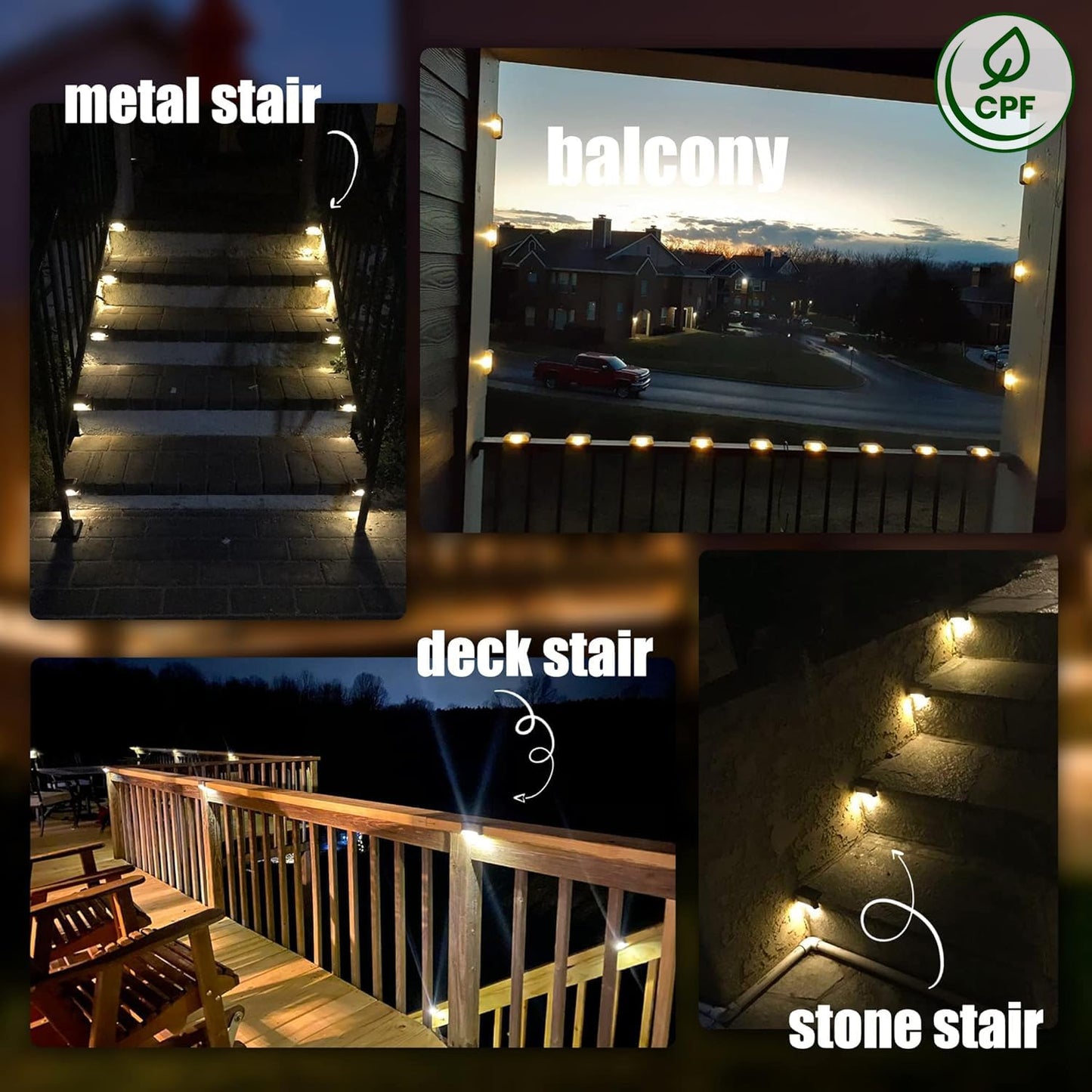SOLPEX Solar Deck Lights Outdoor 16 Pack, Solar Step Lights Waterproof Led Solar lights for Outdoor Stairs, Step , Fence, Yard, Patio, and Pathway(Warm White)