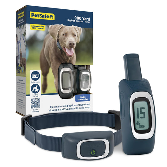 PetSafe 900 Yard Remote Training Collar Choose from Tone, Vibration, or 15 Levels of Static Stimulation Longest Range Option for Training Off Leash Dogs Waterproof and Durable Rechargeable