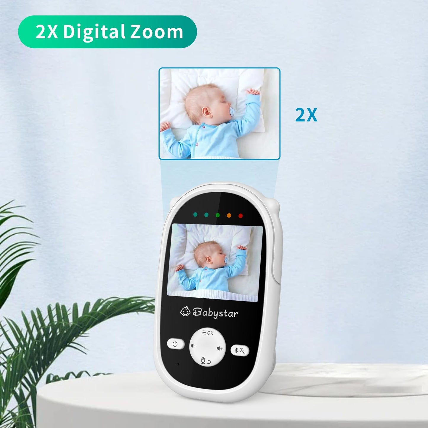 Babystar Baby Monitor with Camera and Night Vision,Wireless Video Baby Monitor with Rechargeable Battery,Two-Way Talk,2.4inch HD Screen,Feeding Reminder,4 Lullabies
