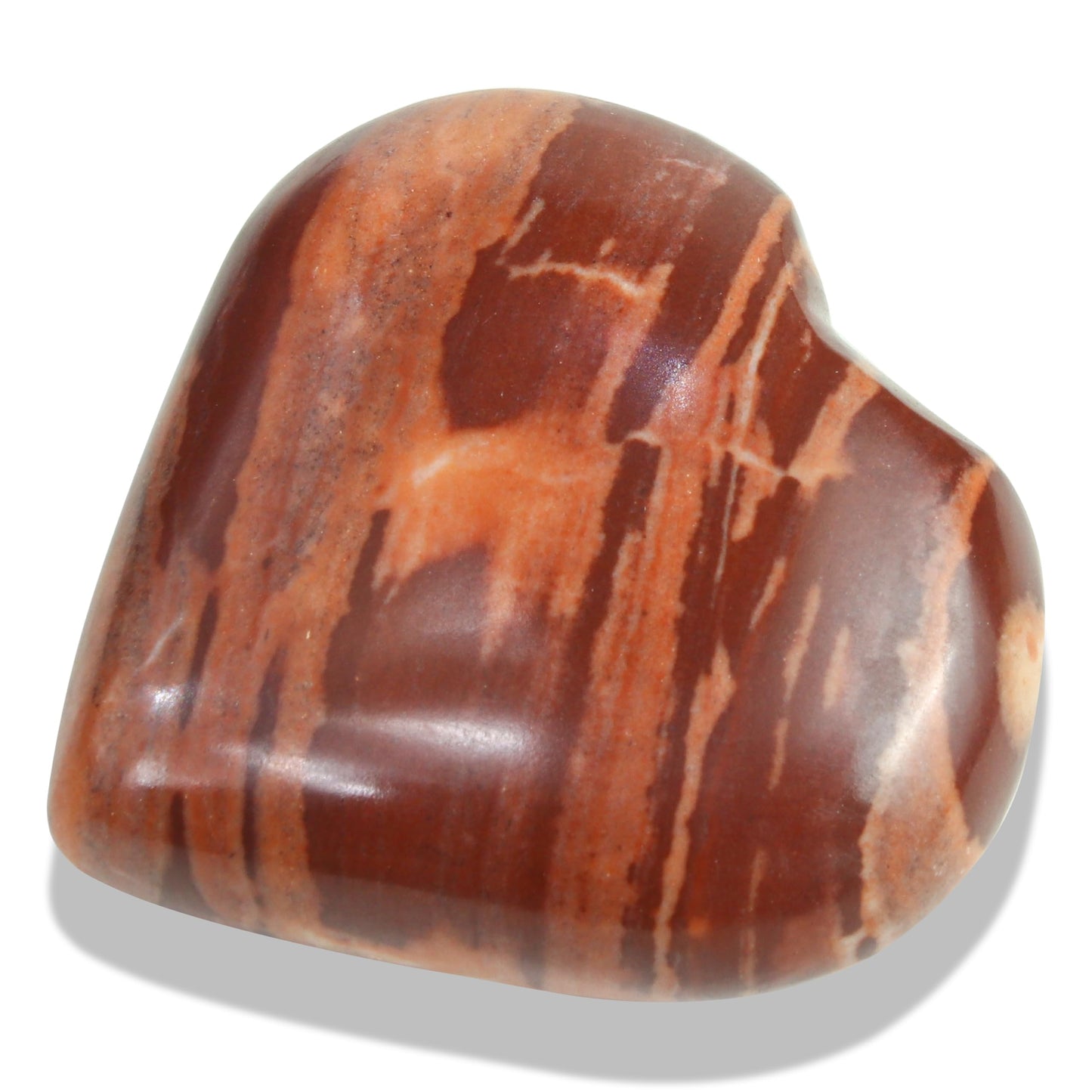 Crocon 50mm Chocolate jasper Heart stone Big Heart Shape Puff Stones Set Pocket Crystal Healing Tumble Collection Palm Worry Stone Good Luck Charm Meditation Gifts for women