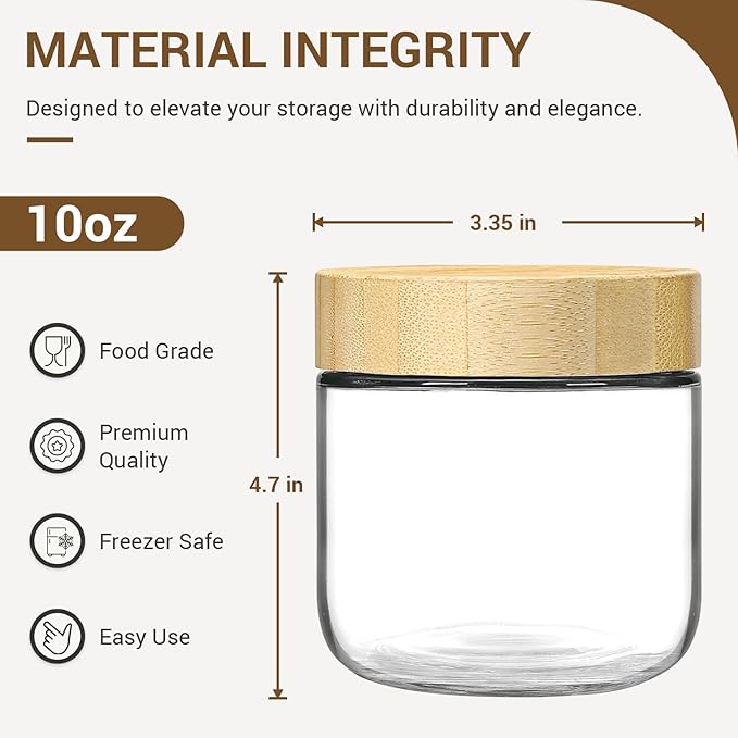 NETANY 4-pack 10oz Glass jars
