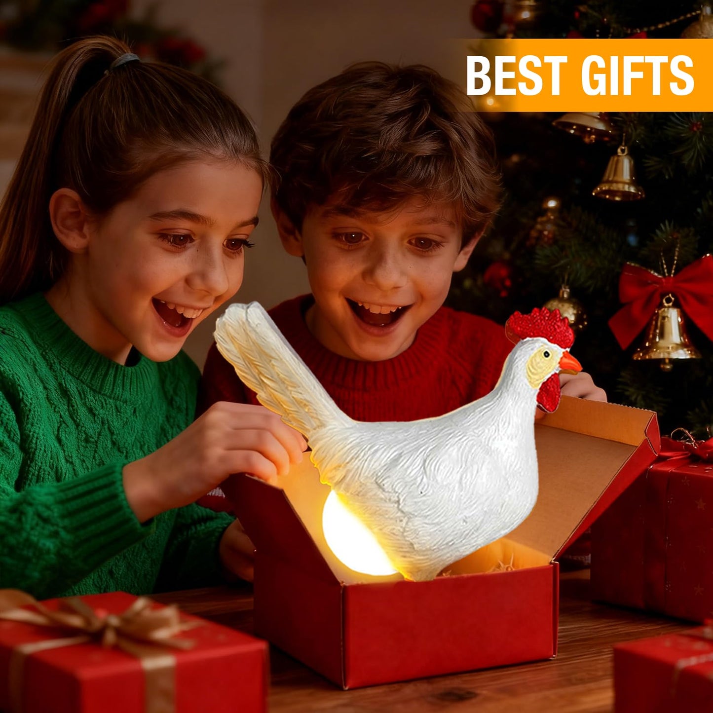 ZXBLAQ Chicken Egg lamp Resin LED Egg Night Light Lifelike Rooster Lamp with Bulb Funny Gifts for Easter Christmas Birthdays