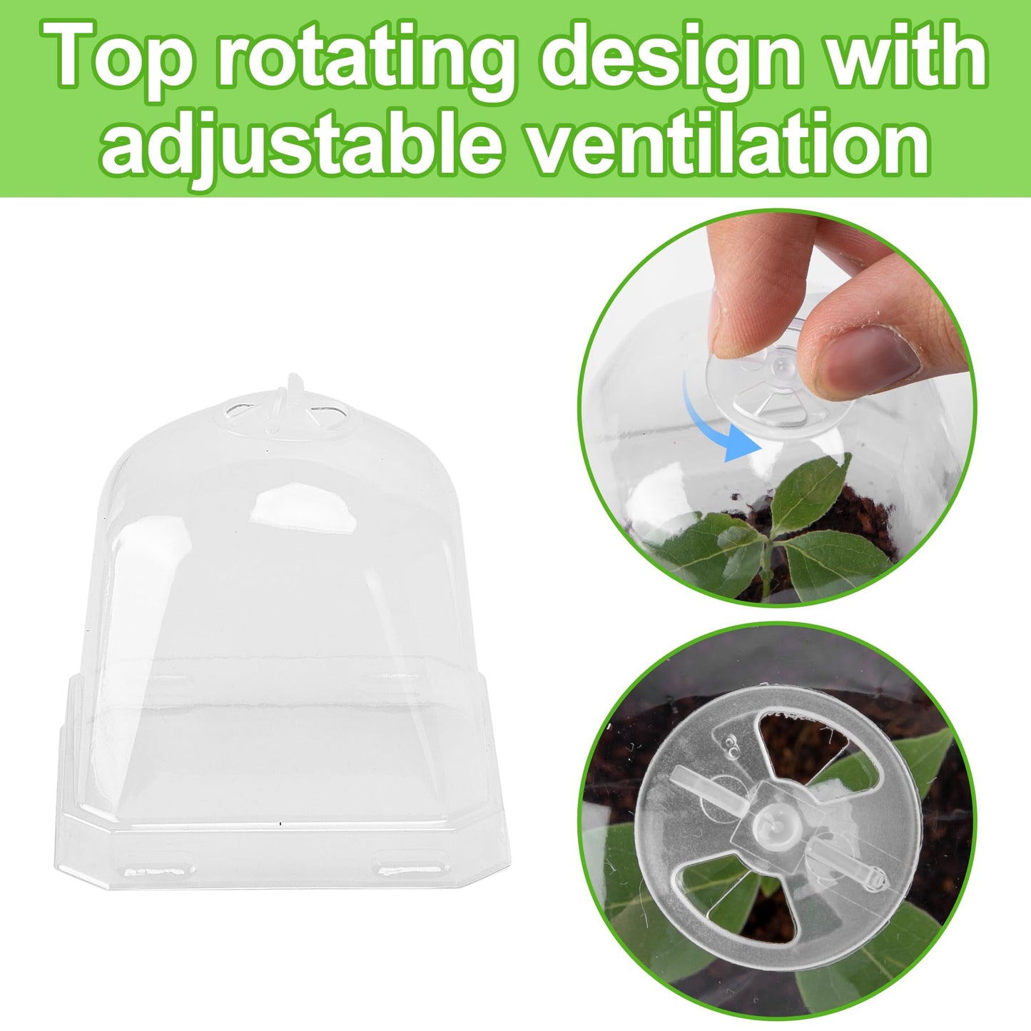 EBaokuup 10PCS Clear Plant Nursery Pots with Humidity Dome - 3" Plastic Gardening Pot with Labels, Durable Plastic Plant Container for Seedlings/Vegetables/Succulents/Cuttings