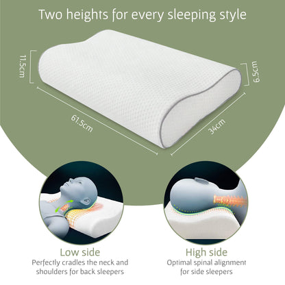 Cervical Spine Pillow for Neck Pain, Shoulder Pain - Orthopedic Memory Foam Support for Side and Back Sleepers - Neck Pillow for Sleeping, Soft Memory Foam (Original Wave Design)