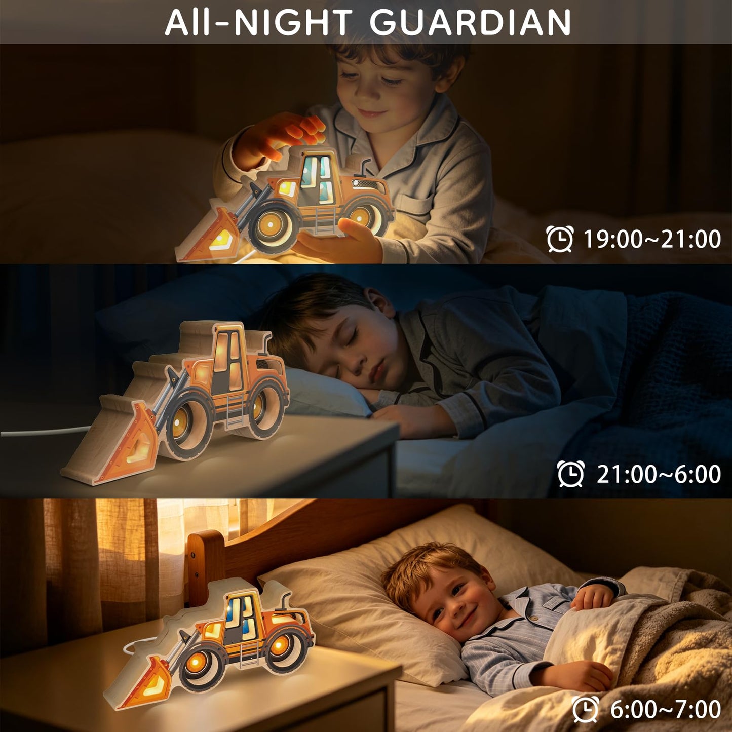Letoiz Wooden Loader Truck LED Night Light for Kids, Dimmable & USB Powered, Toddler Bedroom Decor for Boys & Girls, Birthday Gift for Ages 3-5