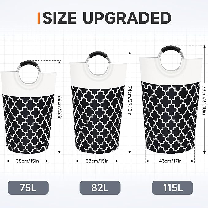 Large Laundry Hampe Basket Washing Bin Clothes Bag Collapsible Tall