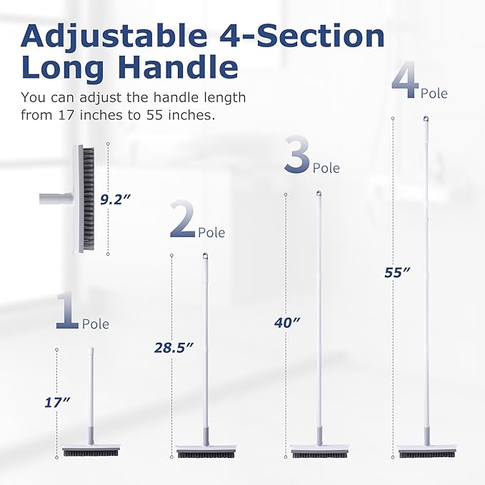 Grout Brush with Long Handle, Floor Cleaning Scrubber with Stiff Bristles