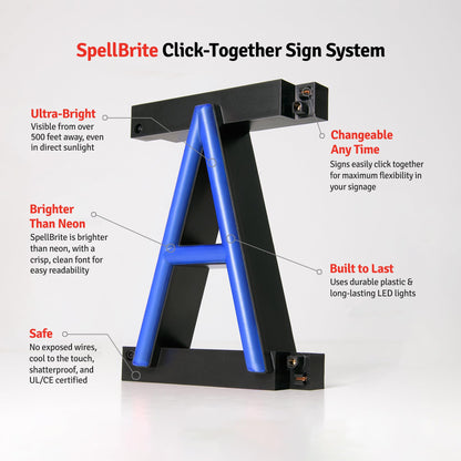 SpellBrite KITCHEN Sign | Directional Sign with Neon Look, Blue LED Light Source | 25.1" x 6.3"