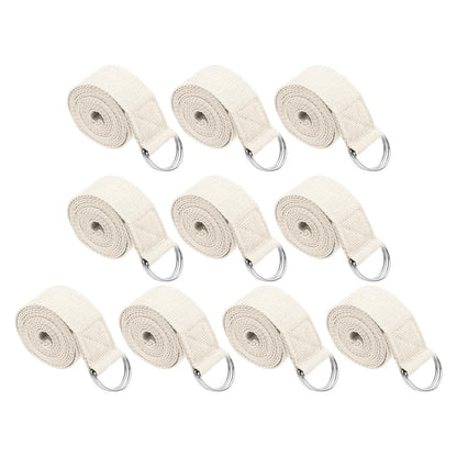 PATIKIL Yoga Strap for Stretching 6 Feet, 10Pcs Cotton Yoga Belt with Adjustable Metal D-Ring Buckle Stretch Bands for Fitness Pilates, White