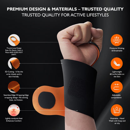 DR.SPRING Adjustable Wrist Brace & Wrist Protector for Carpal Tunnel, Arthritis & Tendonitis & Wrist Pain Relief, Breathable Moisture-Wicking Fabric with Durable hook-and-loop straps (1, Black, Large)