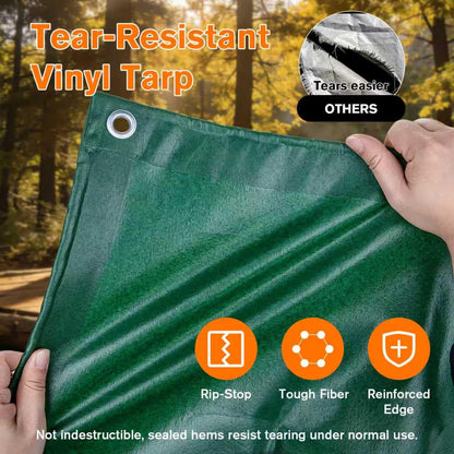 NORSGATEN 22 Mil Heavy Duty Vinyl Tarp,12x24 FT Fully Waterproof Reversible Poly Tarp with Metal Grommets, All-Weather Fade Resistant Outdoor Cover for Equipment, Truck, Roof & Woodpile,Garden Plants