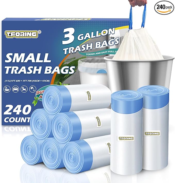 240 Count 3 Gallon Trash Bags Drawstring