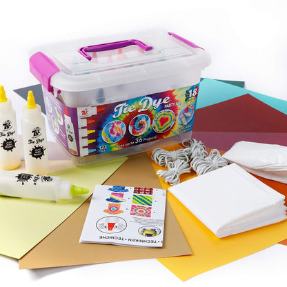 TBC The Best Crafts Tie-Dye Art Kit for Over 12 Kids to Play, Easy & Fun (18 Colours)