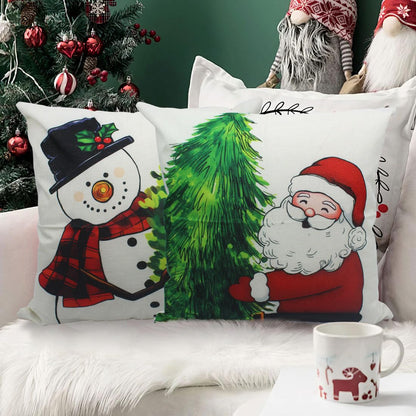 PSDWETS Merry Christmas Pillow Covers 18x18 Set of 4 Christmas Decorations Snowman Santa Claus Wreath Christmas Tree Winter Holiday Decor Throw Cushion Case for Home Couch