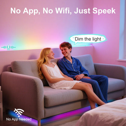 Smart Led Strip Lights,Offline Voice Control RGBW Light Strip No App Required, Music Sync Dimmable Color Changing 10 Voice Commands with Warm White, Perfect for Bedroom Basements Kids Room Gaming