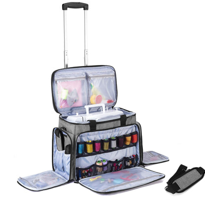 Luxja Sewing Machine Bag with Detachable Dolly, Rolling Sewing Machine Tote with Removable Bottom Pad (Fits for Most Standard Sewing Machines), Patented Design, Grey