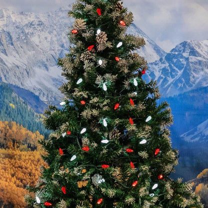 Novelty Lights 24FT 70 LED C6 Christmas String Lights, Outdoor Commercial Grade Tree Decorations, Permanent LED Lights (Red/Pure White)