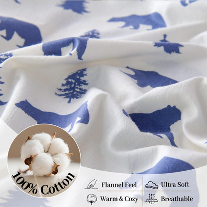 LANYETON 100% Cotton Flannel Fitted Sheet Only, Ultra Soft Cozy Warm Fitted Bottom Sheet for All Season, 16" Deep Pocket, King