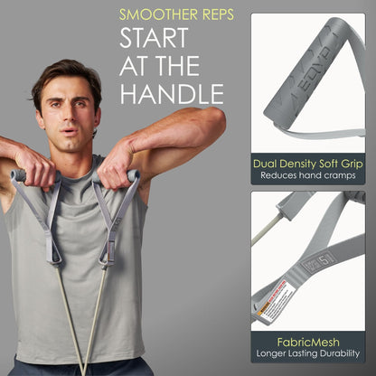 EQYP Resistance Bands Handles X.Heavy 60lbs – Workout Bands Resistance for Working Out, Home Gym Exercise Tubes, Strength Training, Stretching & Physical Therapy