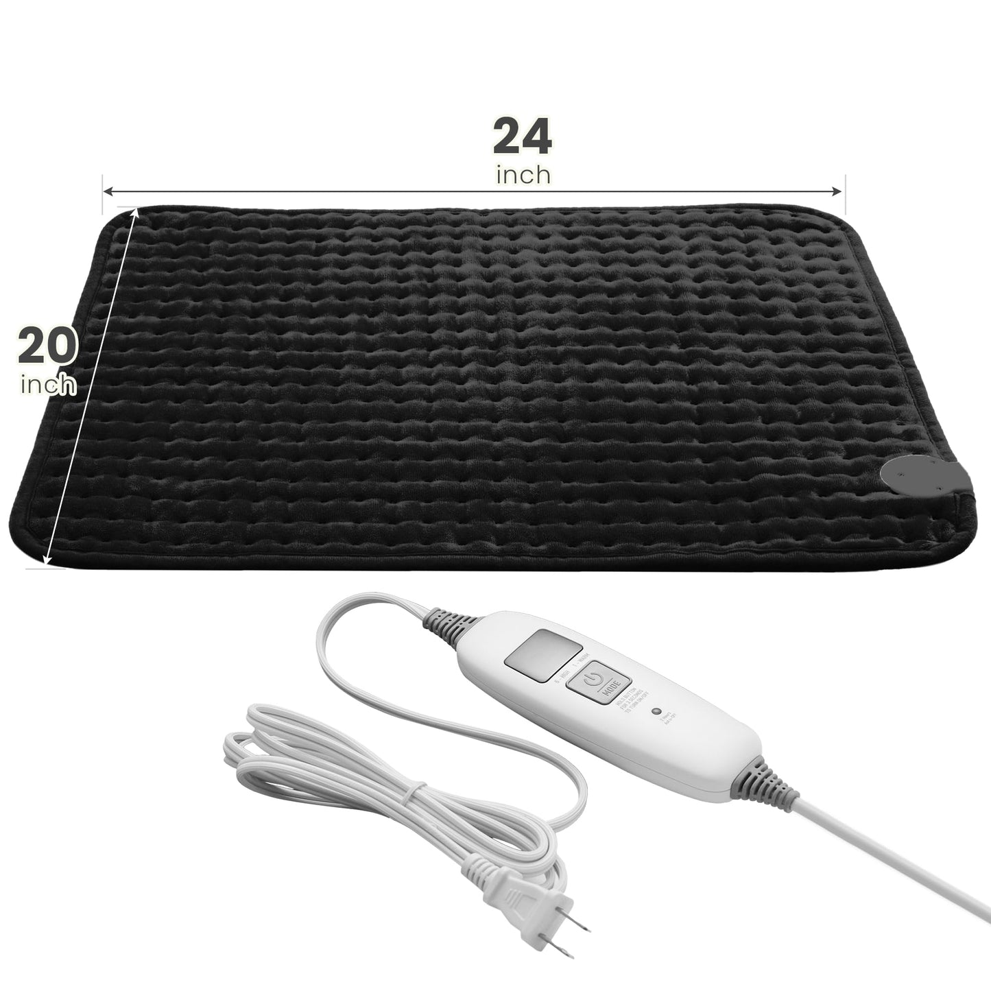 Electric Heating Pad for Back Pain Relief & Cramps - 6 Heat Settings,Auto Shut Off,Moist Heat Options,Portable Heated Pads for Neck/Shoulder Machine Washable Gift for Men Women,Grey,12"x24"