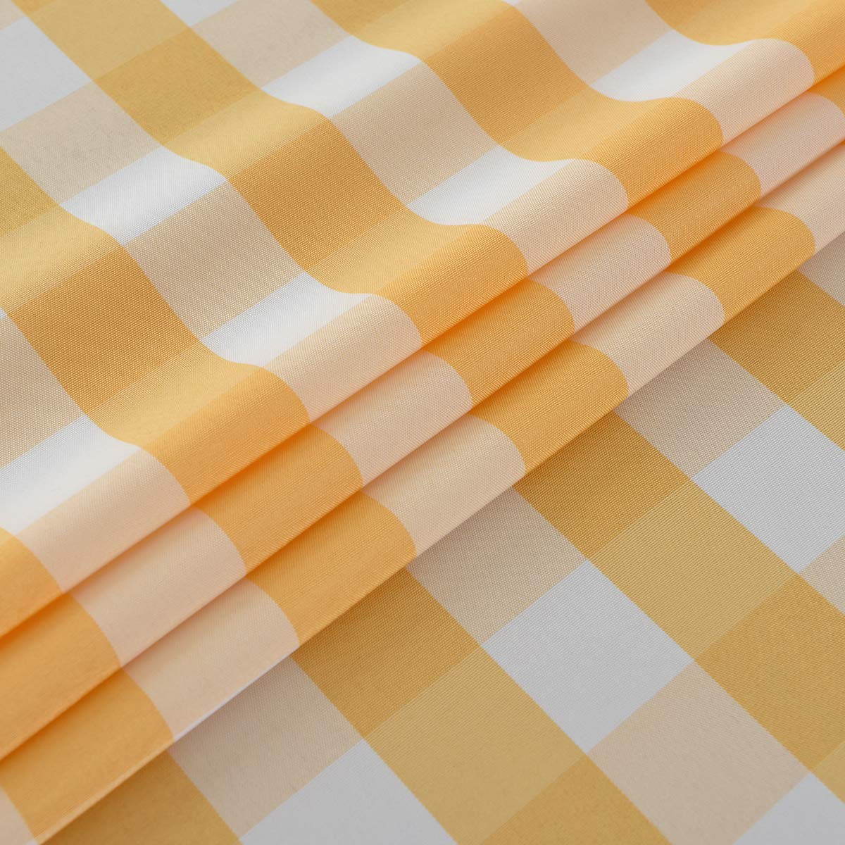 maxmill Checkered Rectangle Tablecloth Water Resistance Wrinkle Free Spillproof Heavy Weight Gingham Plaid Table Cloth for Buffet Banquet Parties Holiday Dinner, 60 x 84 Inch Yellow and White