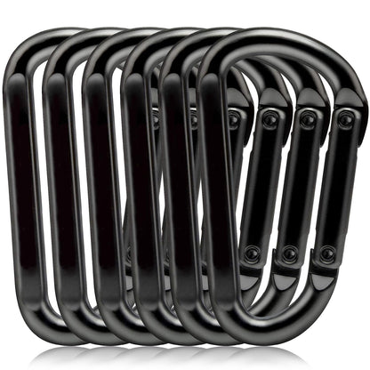 EZYA Carabiner Clip, 860lbs, 3" Iron Heavy Duty Carabiner, D Shape Hook - Hammocks, Camping, Hiking Accessories, Keychains, Caribiniers for Dog Leash, Yoga Swing, Gym etc, Black, 6pcs