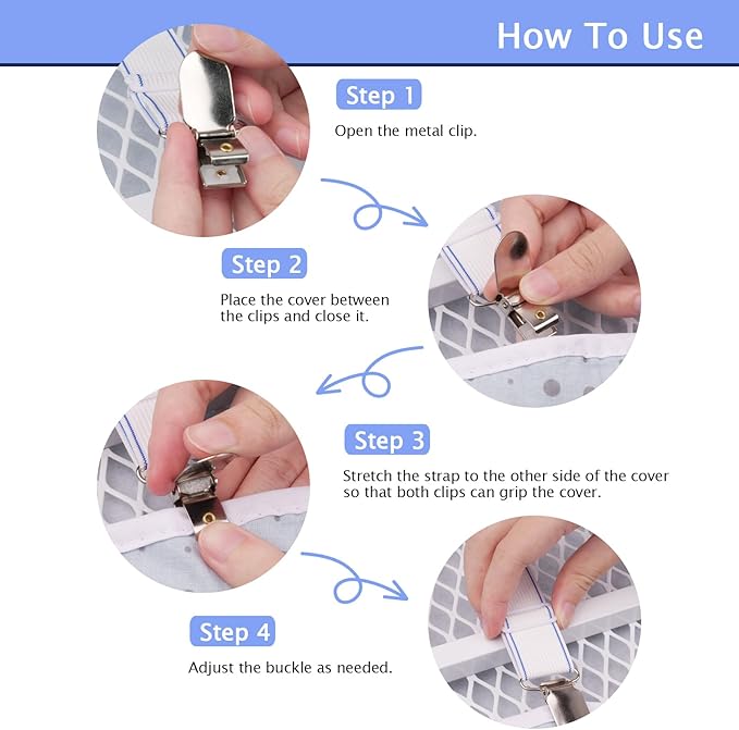 SheeChung Ironing Board Cover Clips, Anti-Slip Straps